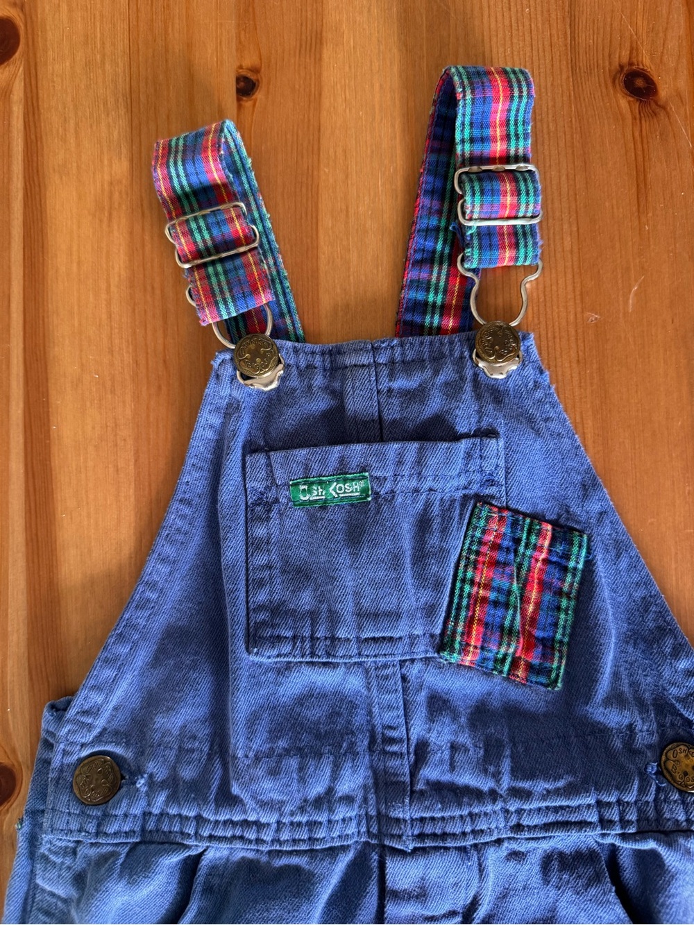 OshKosh B'gosh Blue Plaid Strap Toddler Overalls